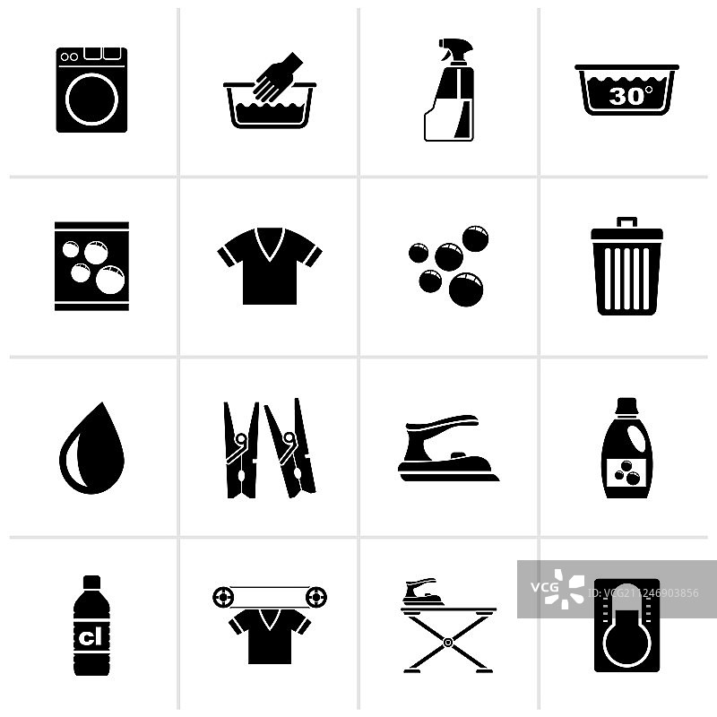 黑色洗衣机和洗衣图标图片素材