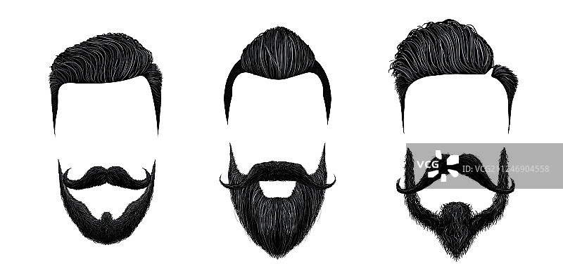 复古绅士发型和胡须造型图片素材