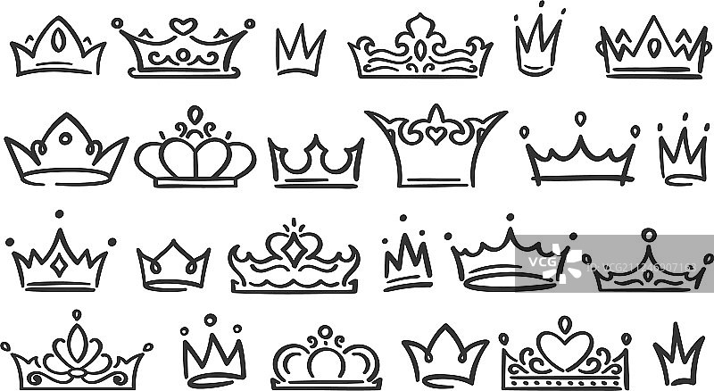 手绘皇冠奢华皇冠素描图片素材