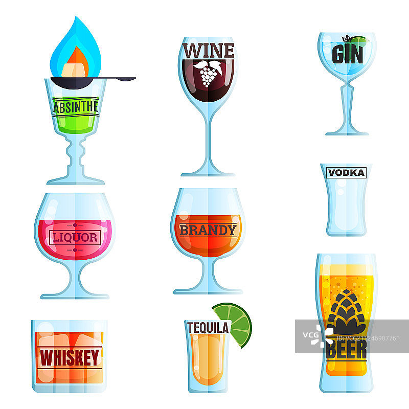 各种饮品和玻璃杯合集图片素材