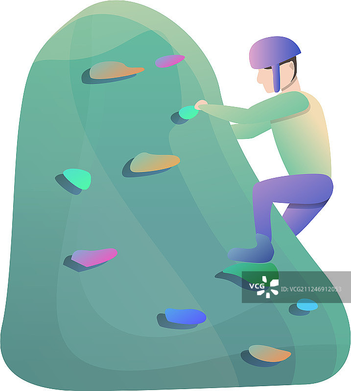 登山者头盔攀岩图标卡通风格图片素材