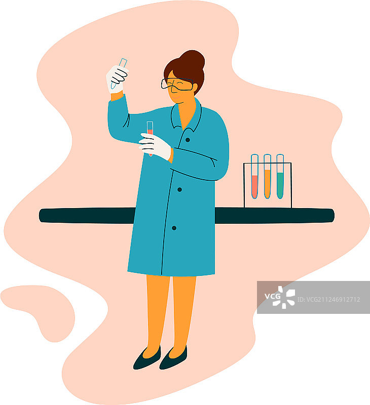 身穿蓝色工作服的女科学家技术员图片素材