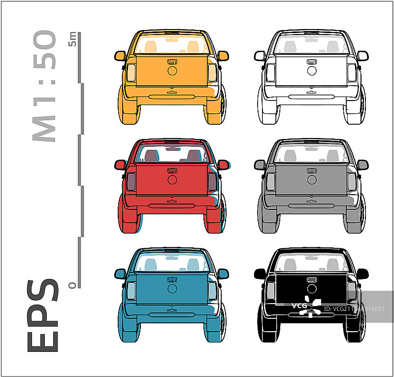 建筑用皮卡CUV汽车图标集图片素材