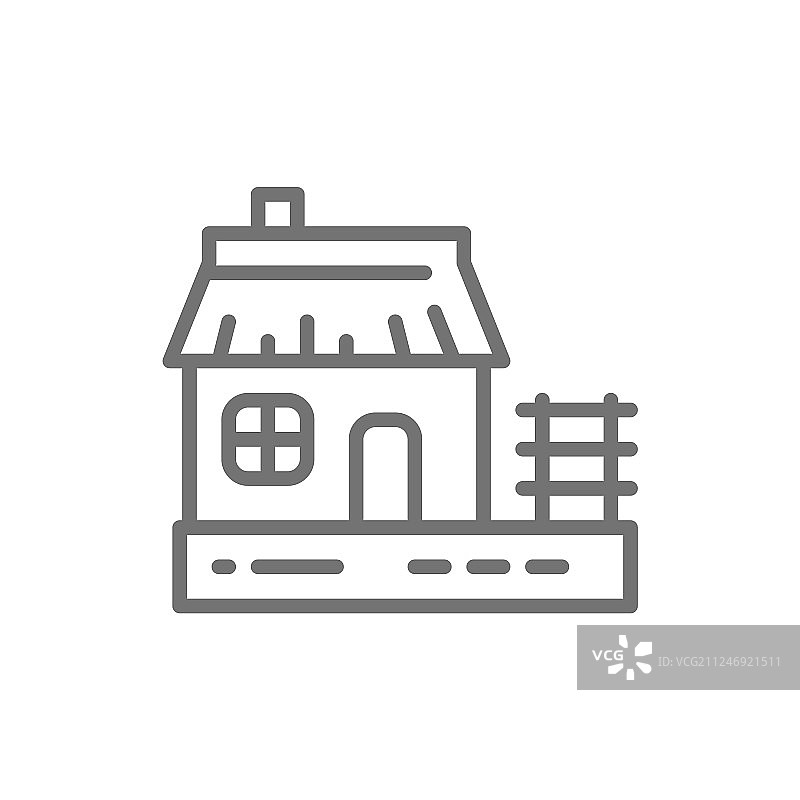 乌克兰小屋传统乡村房屋线条图标图片素材