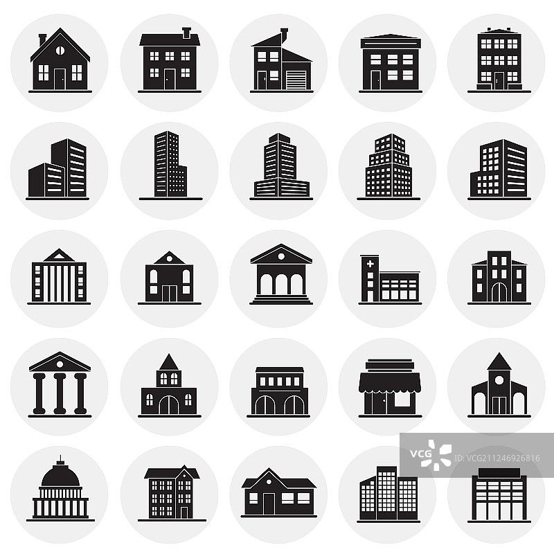 圆形背景上的建筑图标图片素材