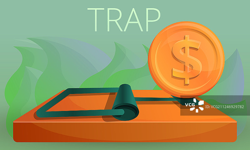 卡通风格的金钱陷阱概念横幅图片素材