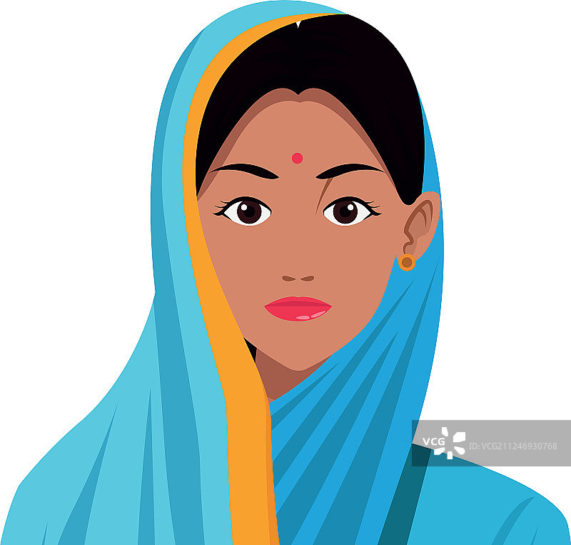 印度女性头像卡通图片素材