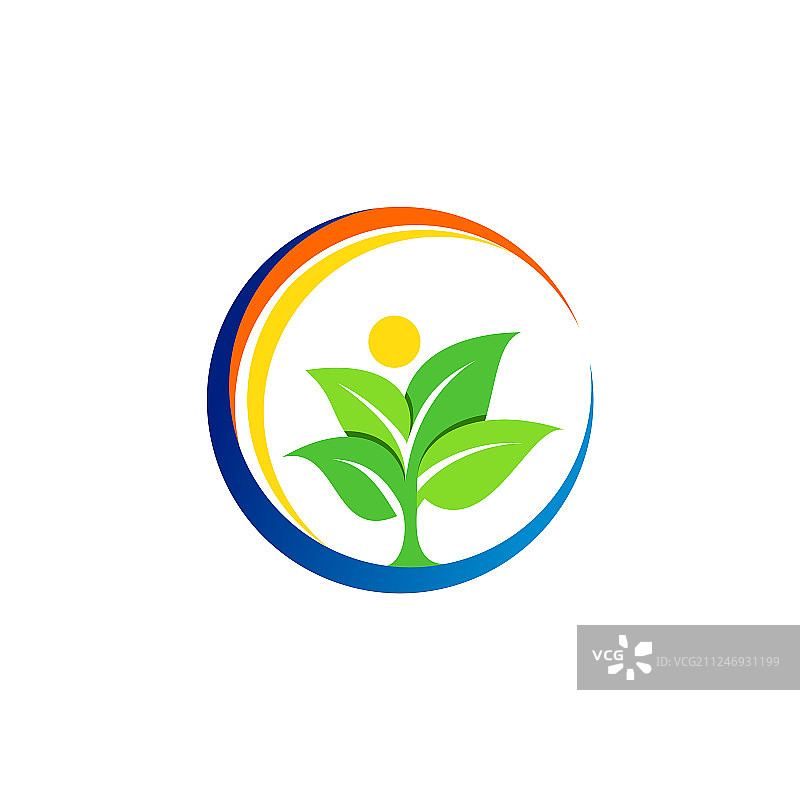 圆形自然树标志图标设计图片素材