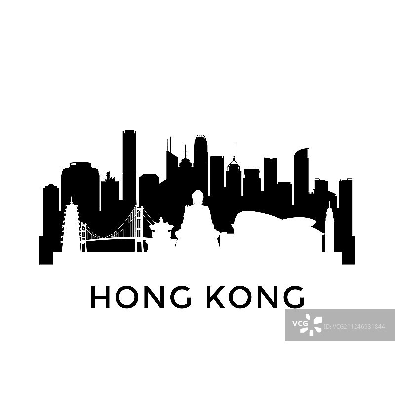 香港城市天际线负空间城市图片素材