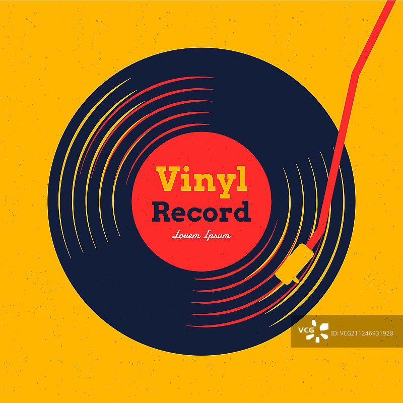 黄色背景黑胶唱片音乐素材图片素材