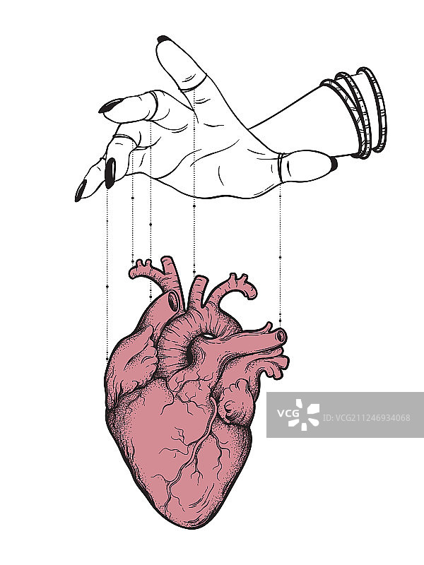 幕后操纵者控制着人类的心脏图片素材