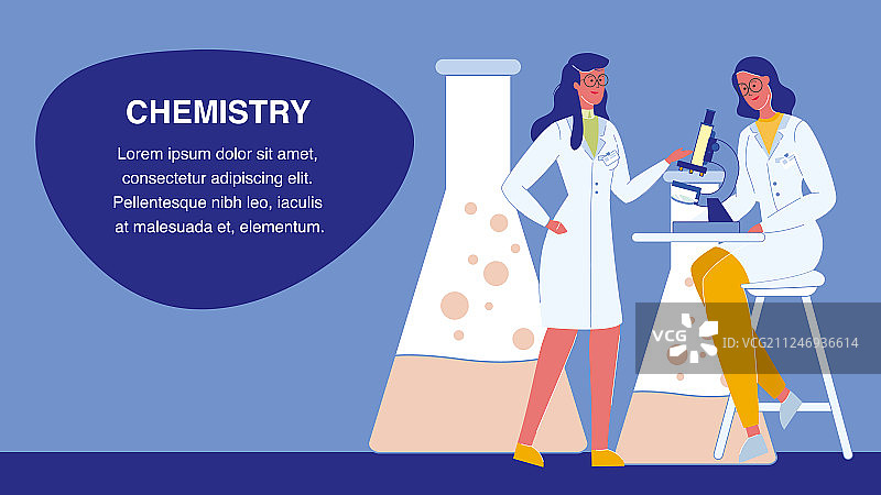 化学扁平风格web banner模板，带文本空间图片素材