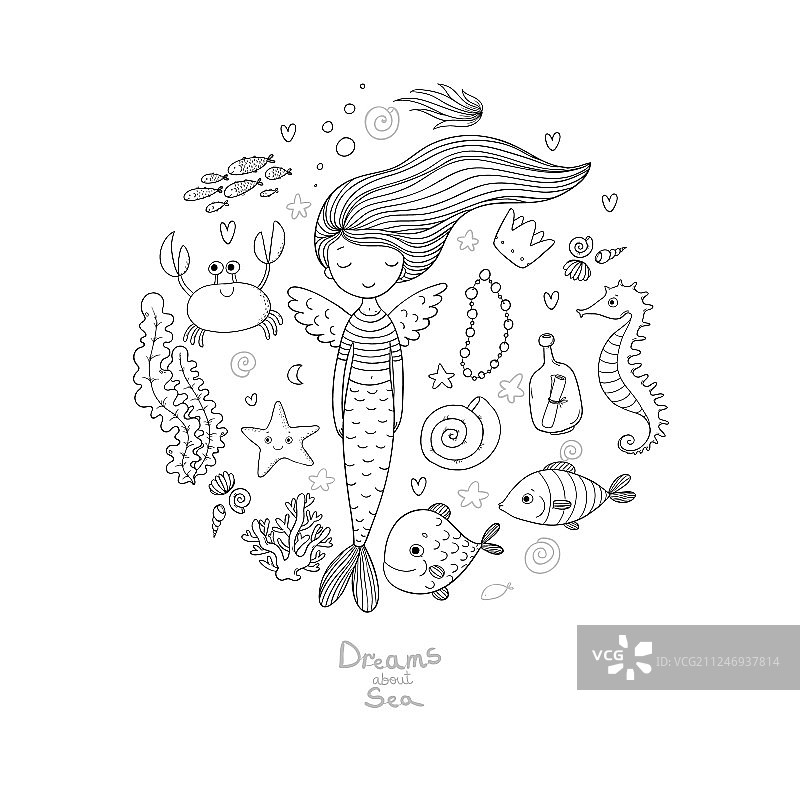 可爱的海洋卡通小图案图片素材