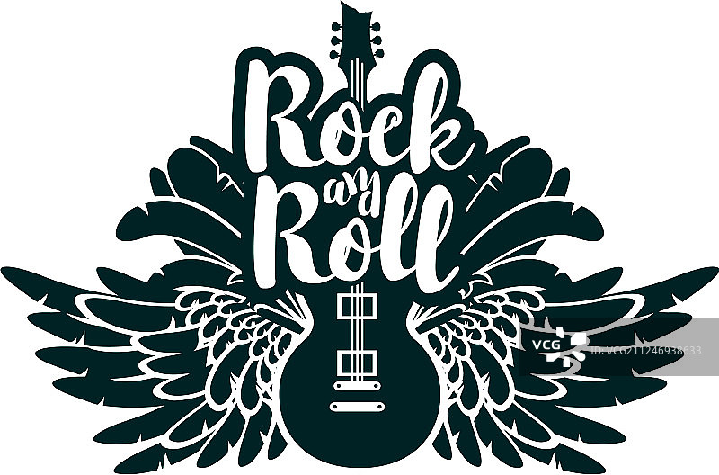 带有吉他和翅膀的摇滚音乐banner图片素材