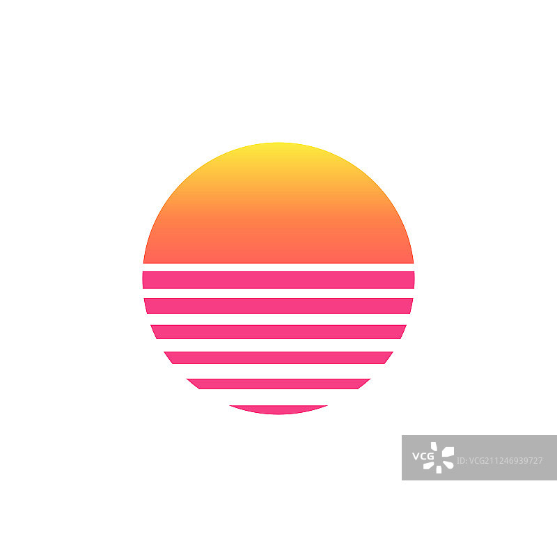 80年代日落复古霓虹灯背景90年代海报图片素材