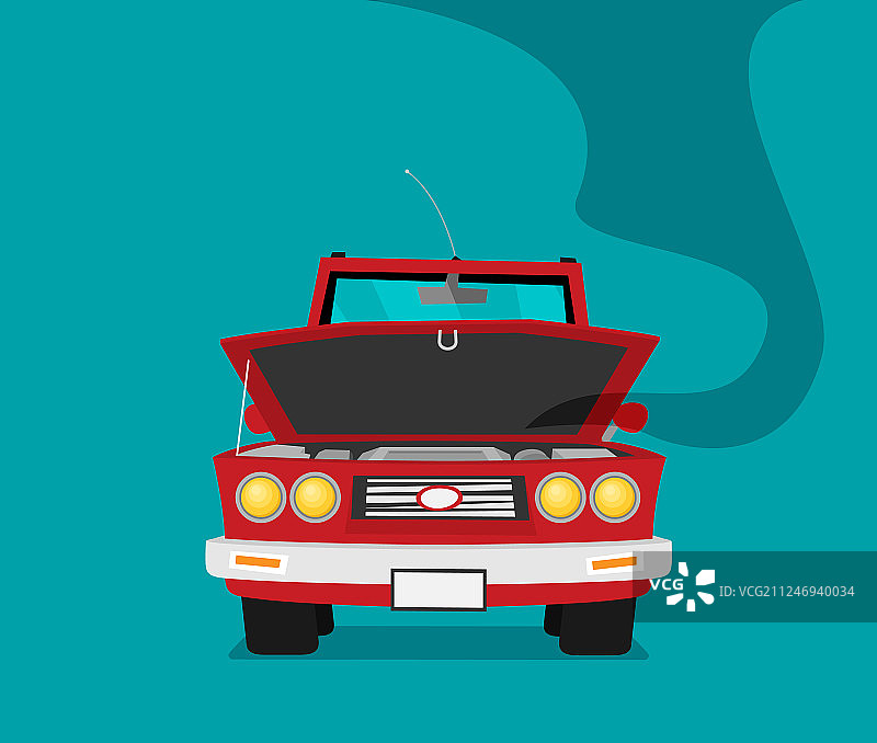 卡通扁平风故障汽车图片素材