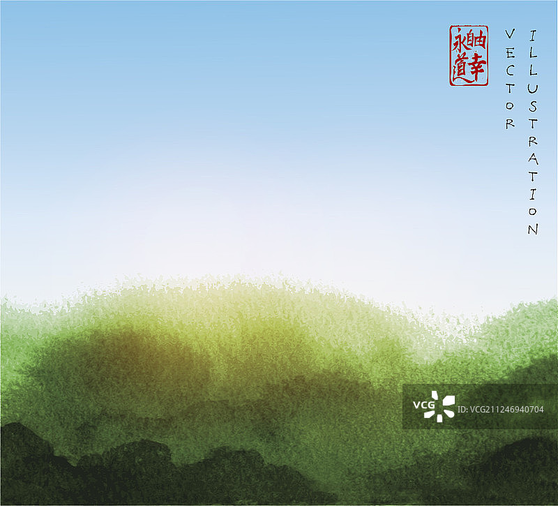 抽象水墨水洗画传统日式图片素材