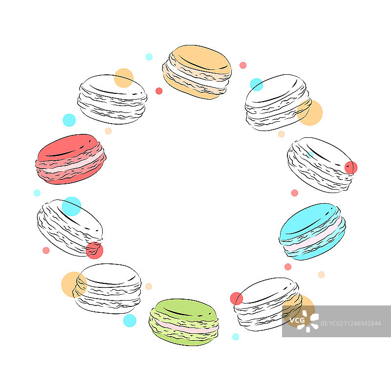 精致马卡龙轮廓圆形边框图片素材