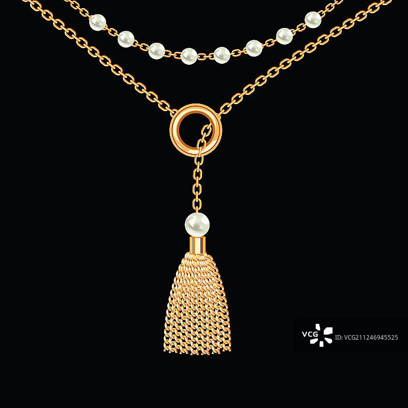 金色金属项链流苏背景图片素材