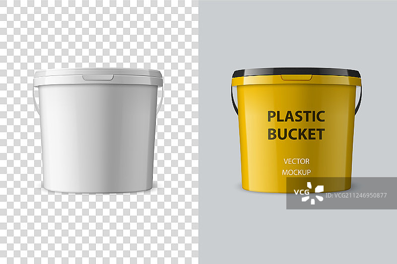 用于食物的逼真3D白色塑料桶图片素材