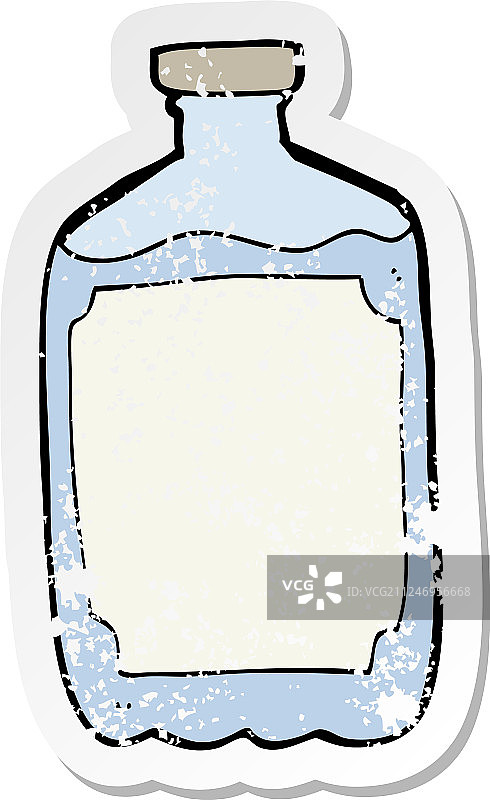 卡通水瓶复古磨损贴纸图片素材