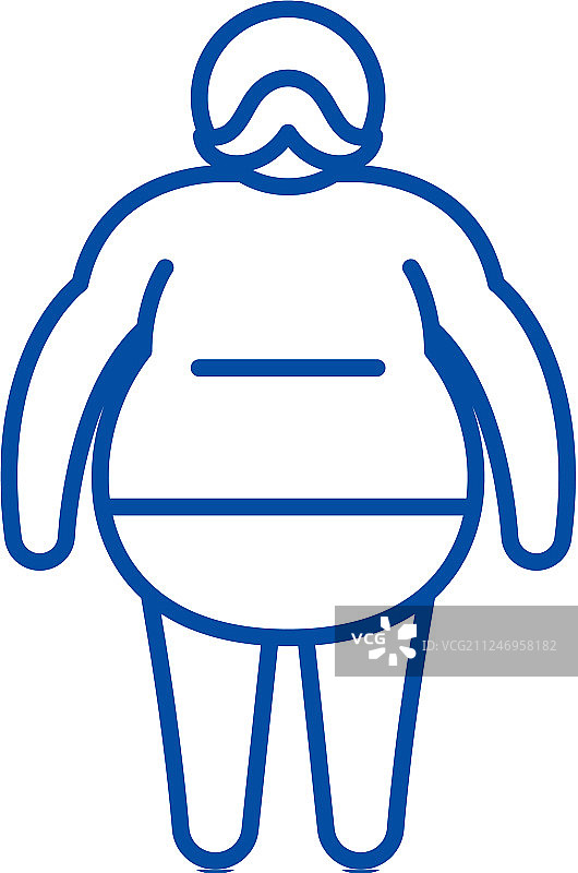 肥胖男人线条图标概念图片素材