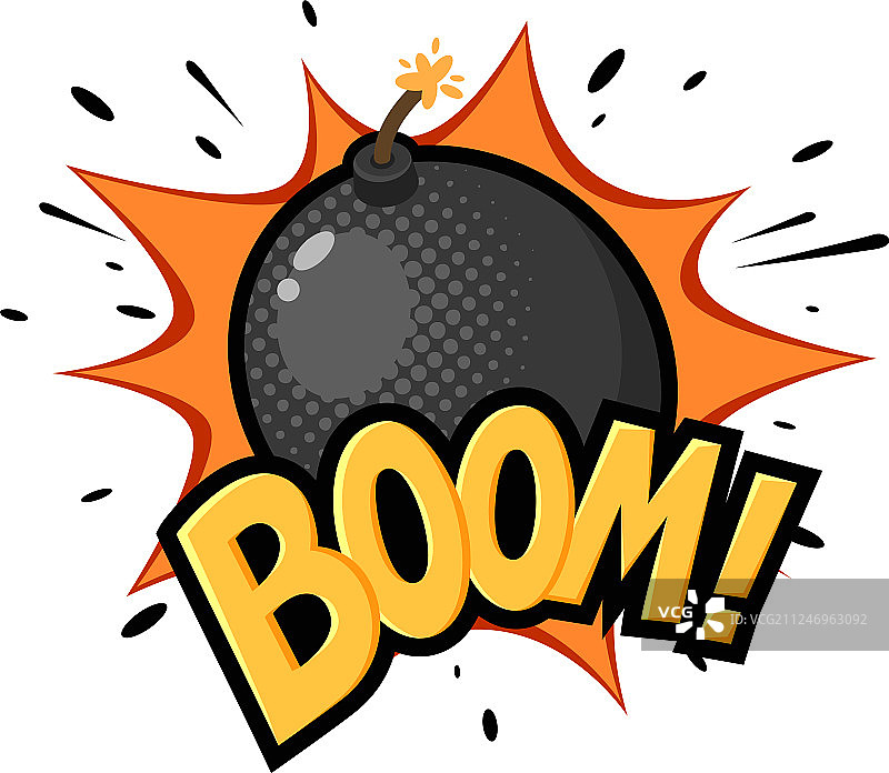 复古风格的燃烧引线圆形黑色炸弹图片素材