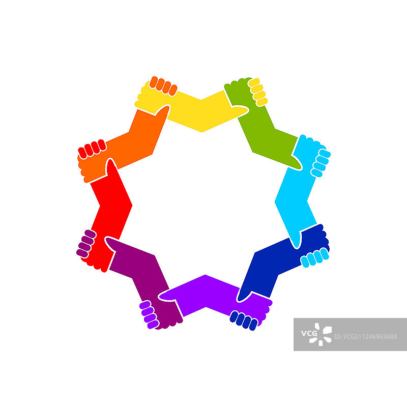 多元化团结：手牵手星形符号图片素材