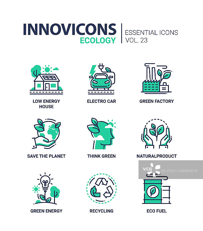 生态学现代彩色单线图标图片素材