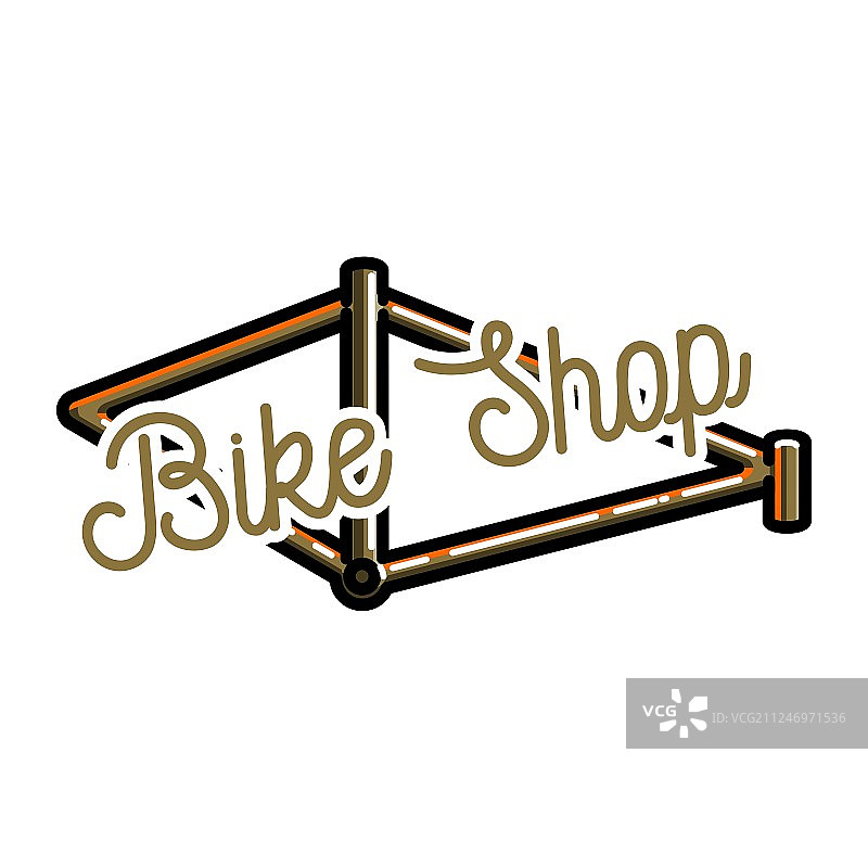 彩色复古自行车店标志图片素材