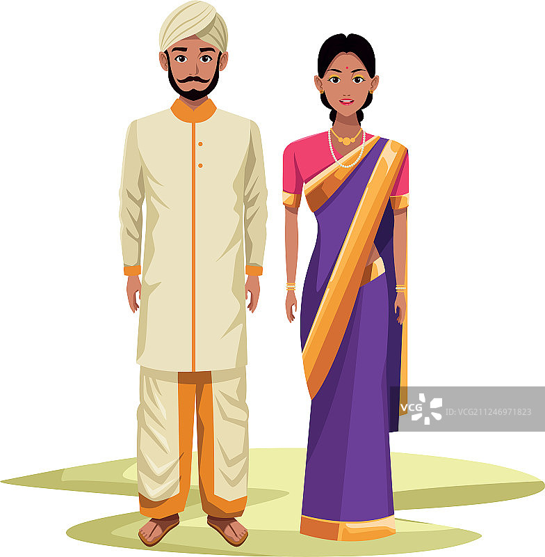 印度夫妇卡通头像图片素材
