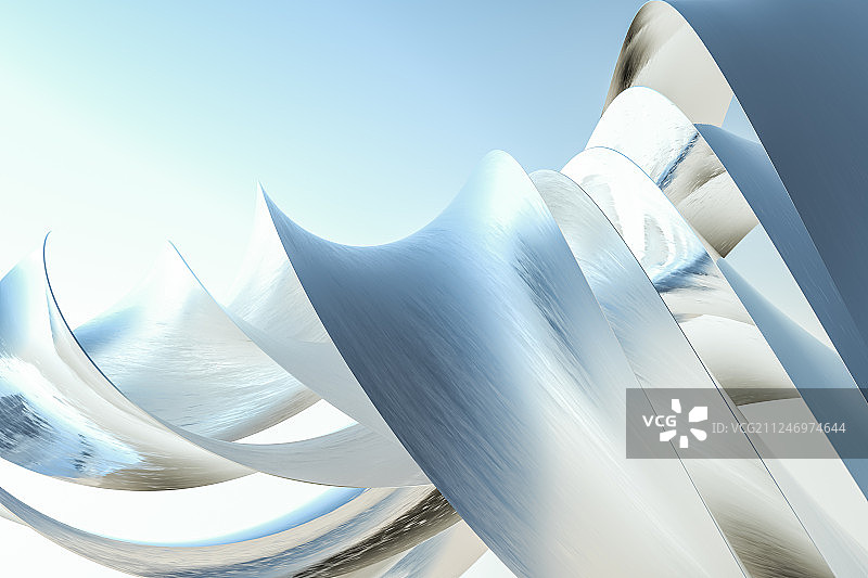 蓝色糖果色彩带背景，三维渲染图片素材