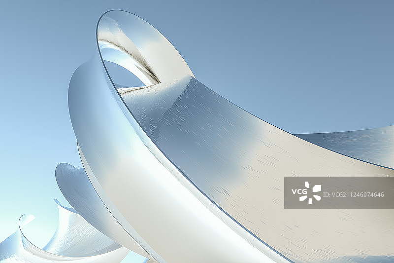 蓝色糖果色彩带背景，三维渲染图片素材