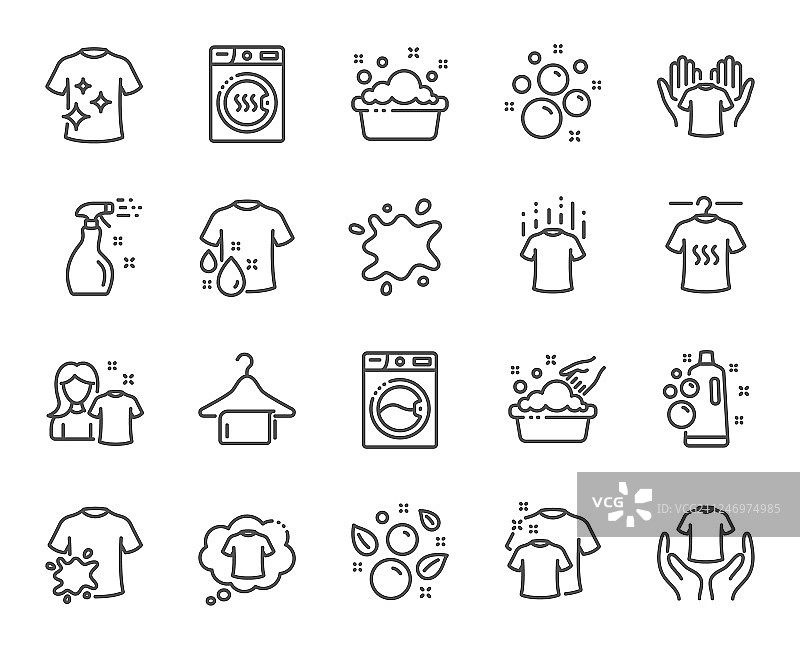 洗衣线图标：烘干机和洗衣机图片素材