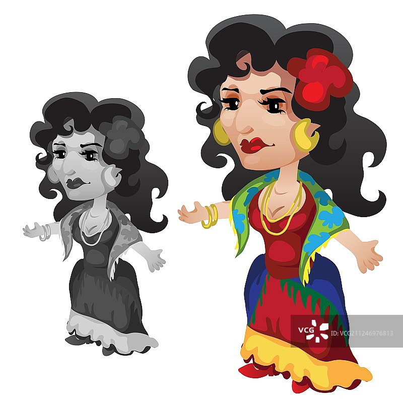 穿着鲜艳服装和配饰的吉普赛女人图片素材