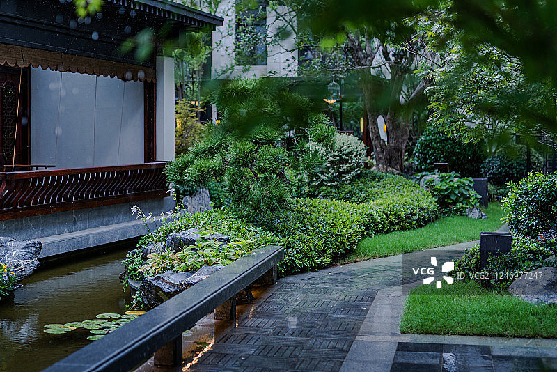 中式园林庭院图片素材