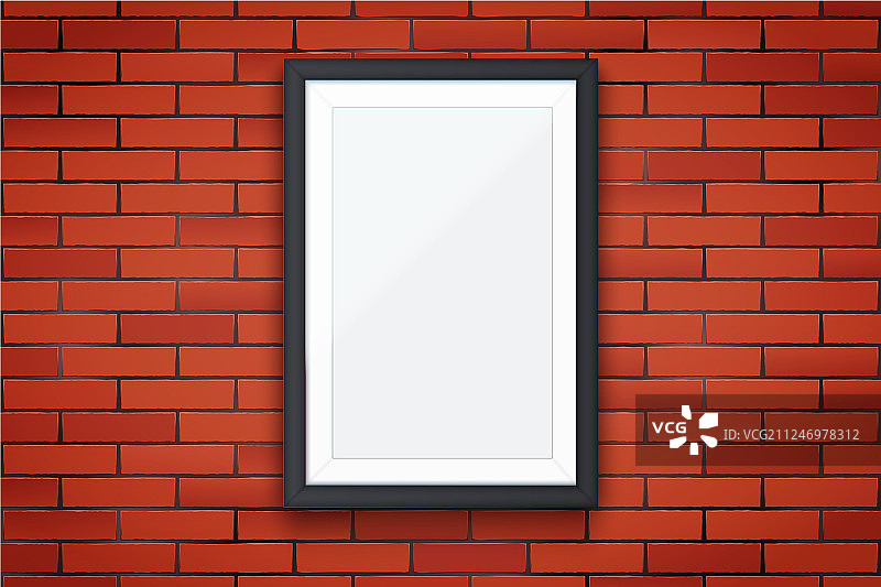 带画框的红砖墙图片素材