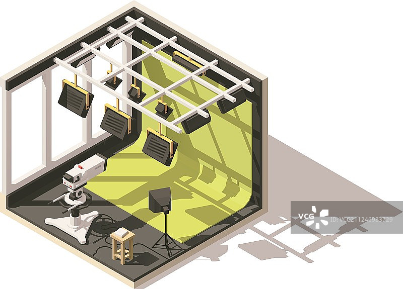 2.5D低多边形电视台演播室图片素材