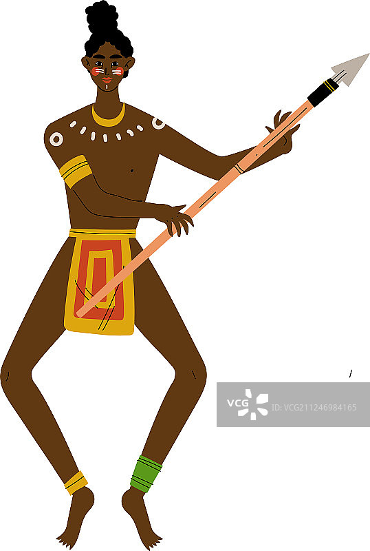 非洲战士男子持矛跳舞图片素材