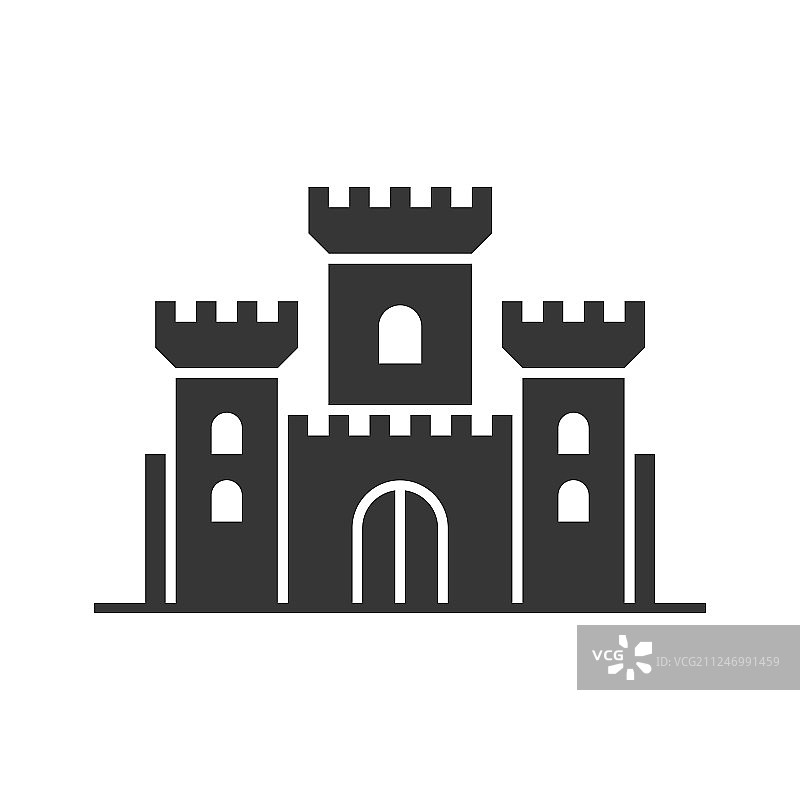 白色背景上的城堡塔楼图标图片素材