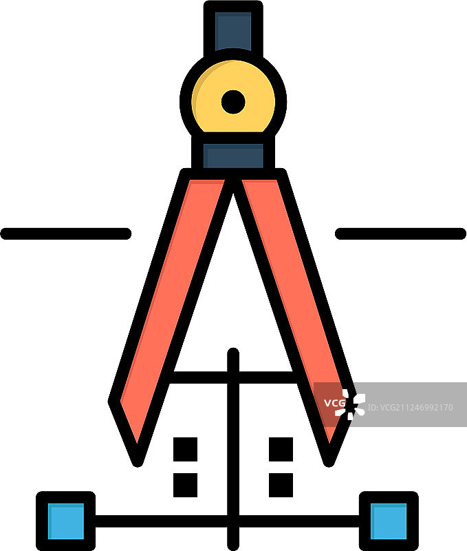 圆规绘图教育工程扁平风格彩色图标图片素材