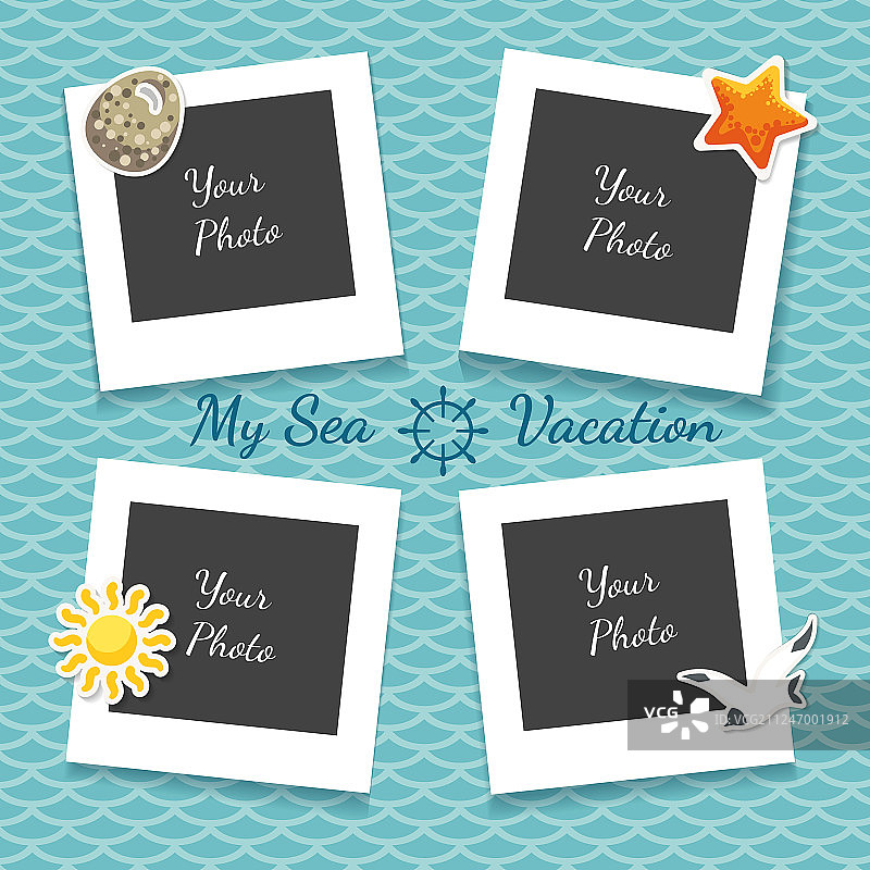 海滨度假照片拼贴图片素材