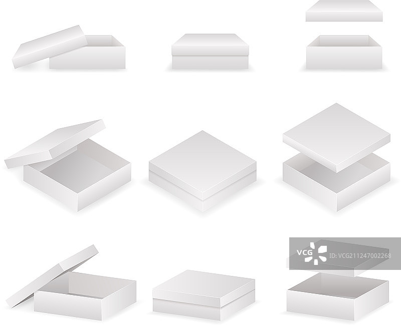 带盖纸盒套装（打开和关闭的包装）图片素材