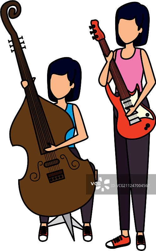 演奏大提琴和电吉他的女人图片素材