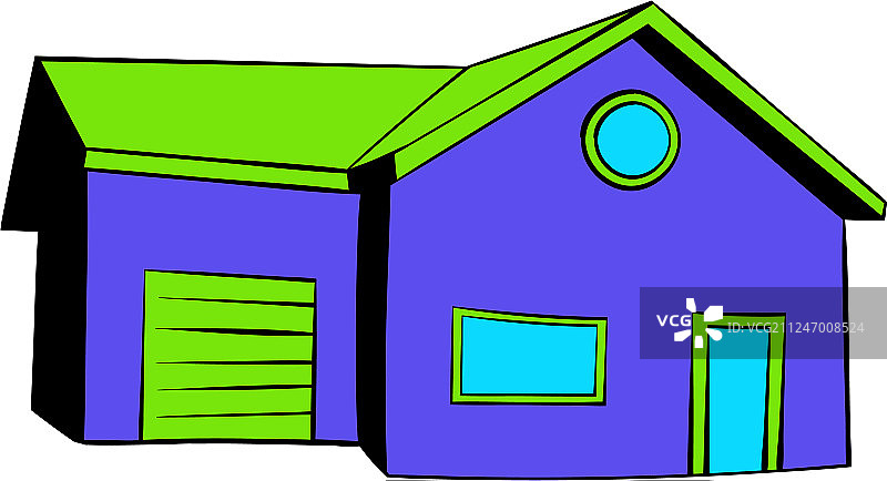 带车库的小屋卡通图标图片素材