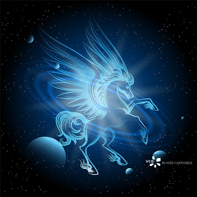 太空中的发光飞马图片素材