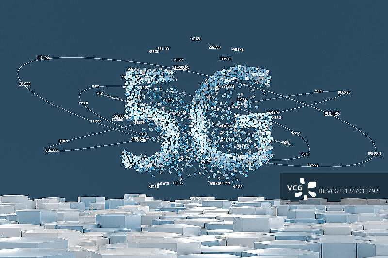 5G三维字体概念背景，三维渲染图片素材