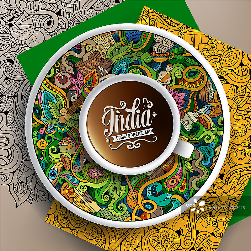 咖啡和印度涂鸦图片素材