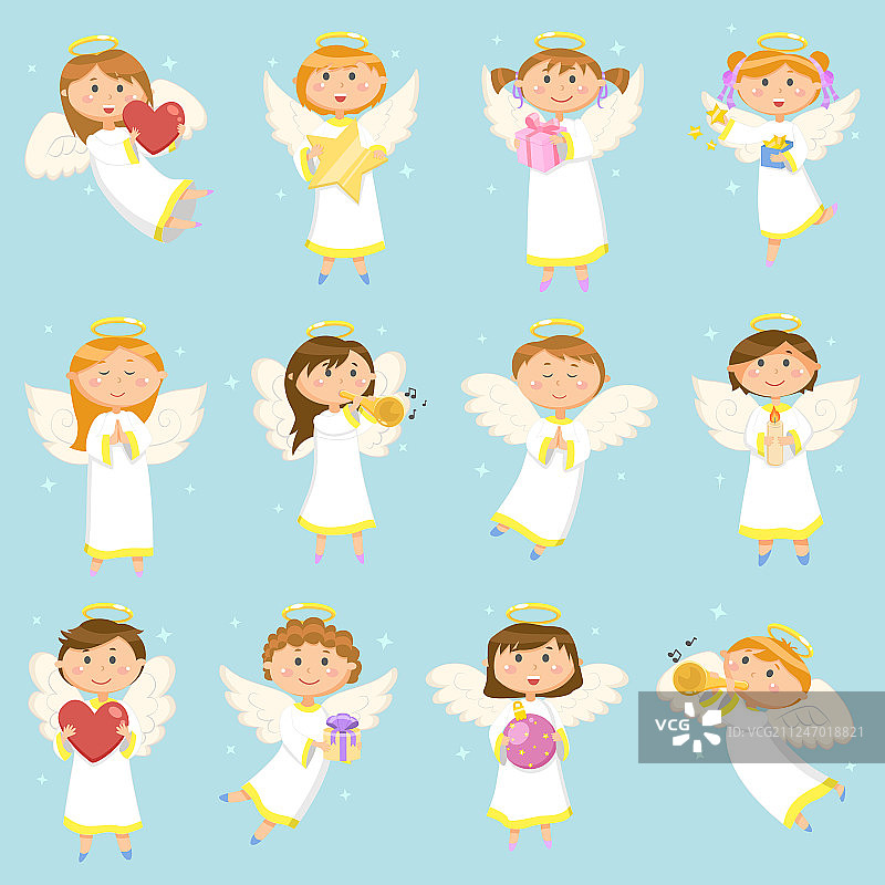 天使儿童冬日假日图片素材