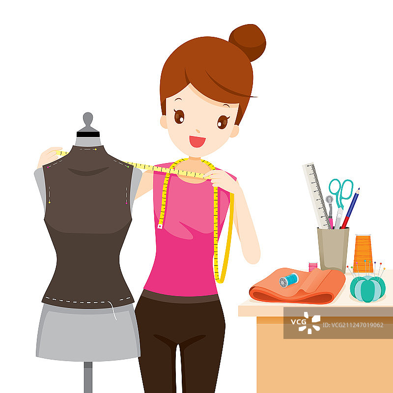女人测量人体模型身材图片素材